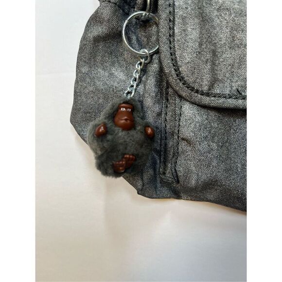 Kipling Crossbody Removable Strap Grab Handle Silver Grey Bag w Roger Monkey EUC - Picture 2 of 16